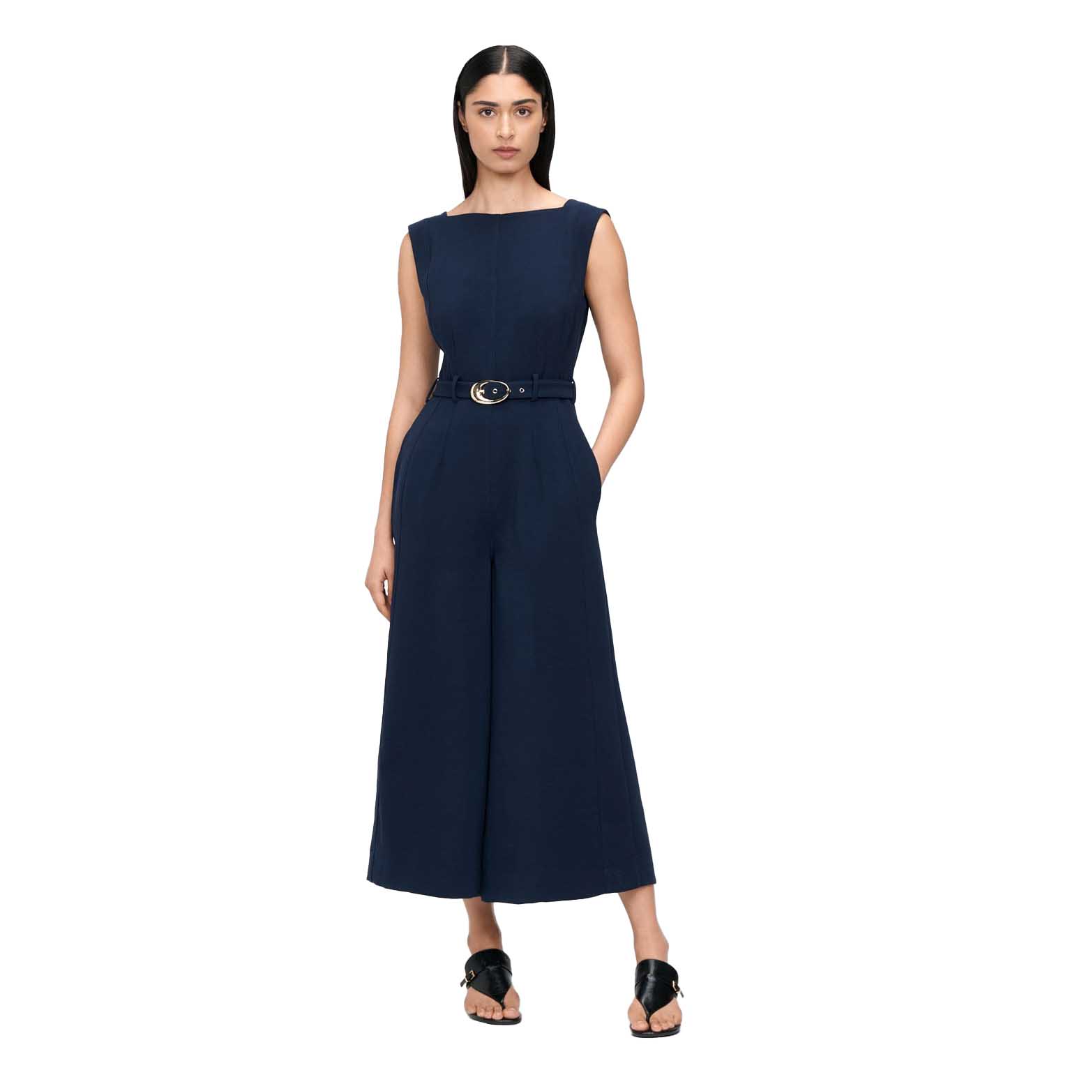 Veronika Maine Double Crepe Boat Neck Jumpsuit